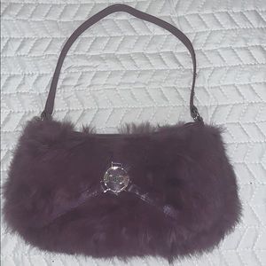 Fur purple small purse